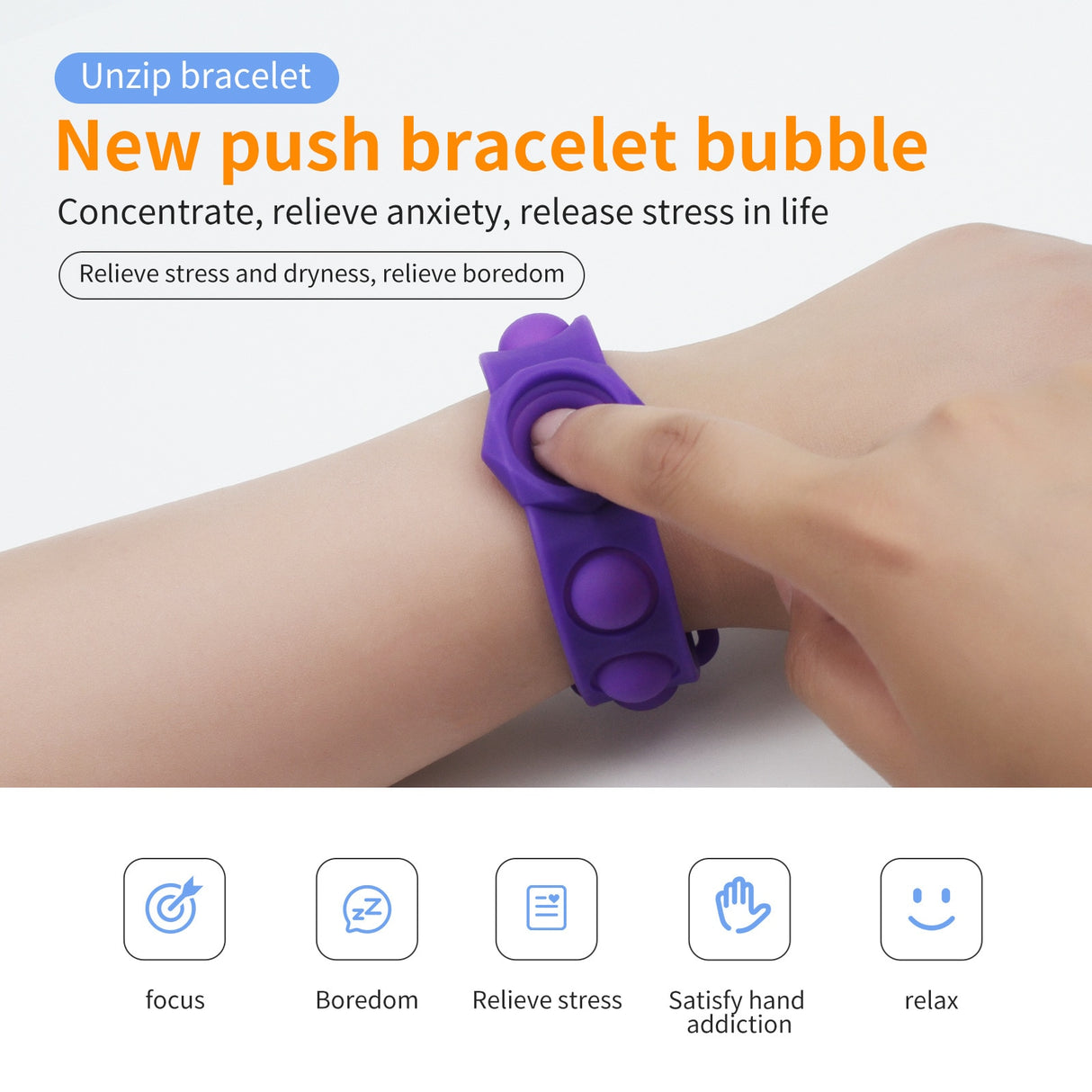 Anti Stress Silicone Bubble Wristband Bracelet.