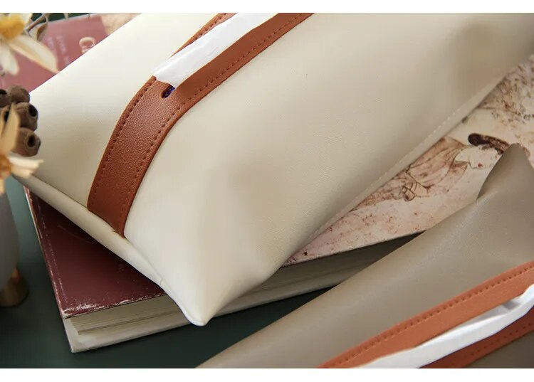 Leather Pu Tissue Bag With Strap For Easy Access In Your Car.