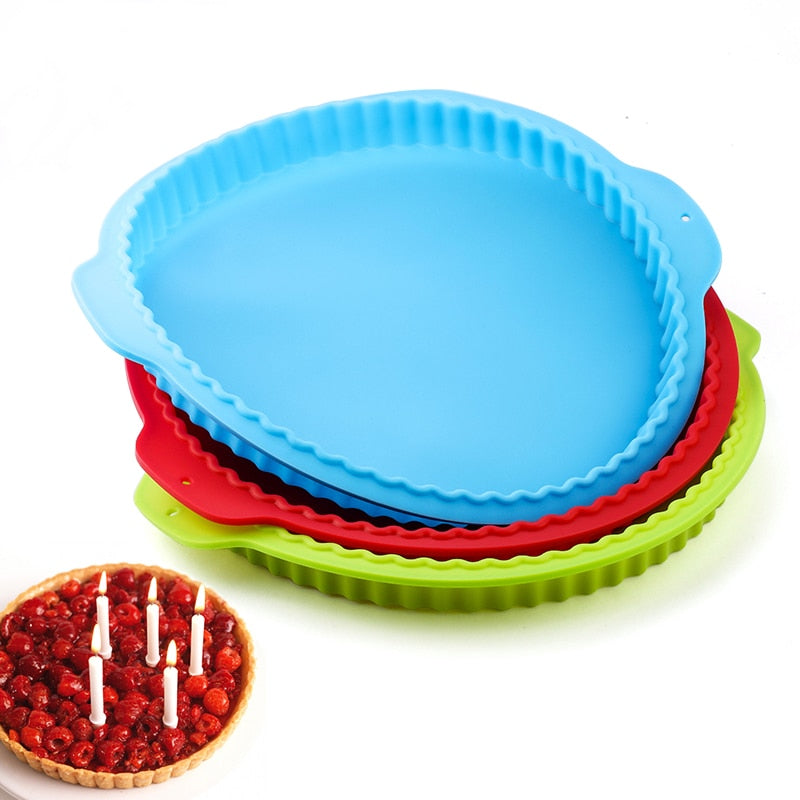 10 Inch Round Silicone Mold With Wave Edges, Great For Baking Pizza or Pies.