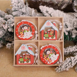 4-12pcs Wooden Christmas Tree Pendants Ornaments