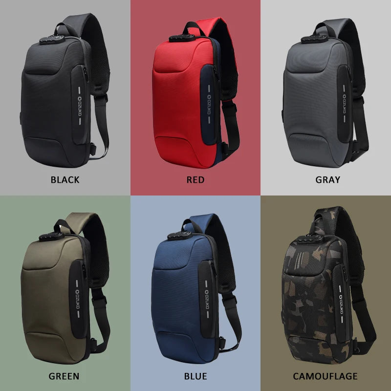 OZUKO Multifunction Waterproof Anti-theft Crossbody Bag for Men And Women