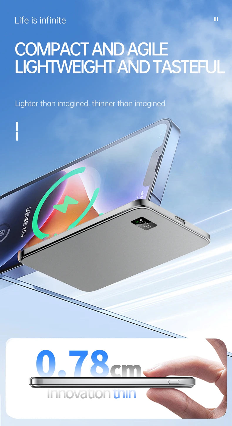 Ultra Thin Fast Charging LED Display Power Magnetic Bank For iPhone Samsung Phone Airpods