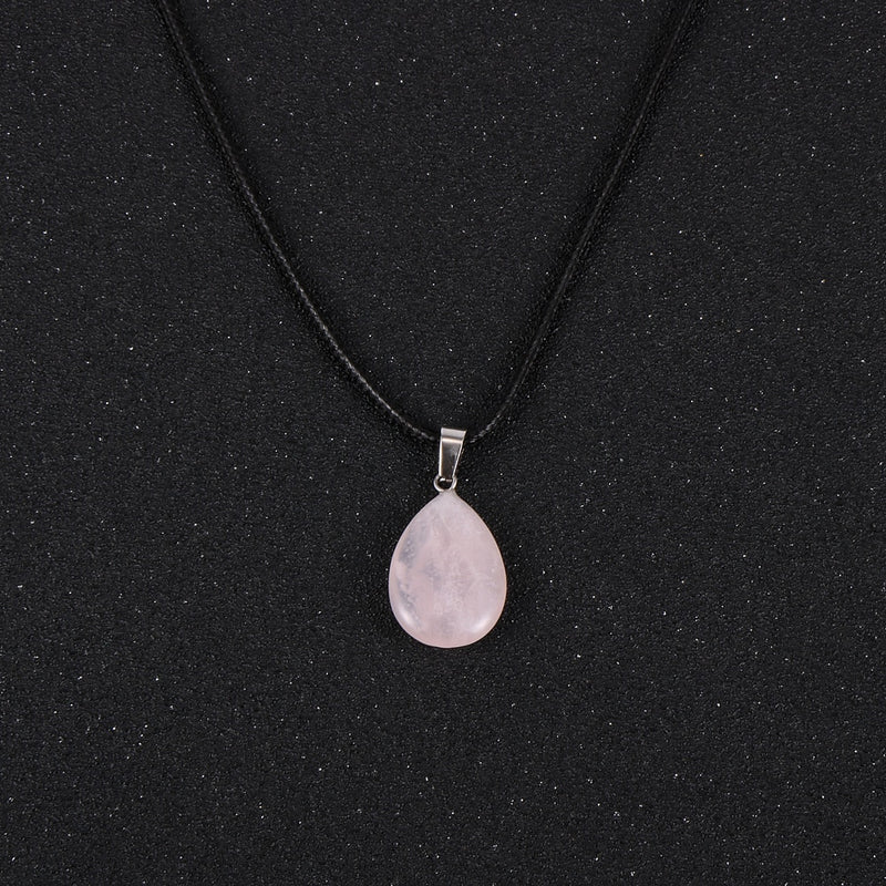 Women Natural Water Drop Pendant Necklace.  Easy To Wear As A Necklace OR Choker with a Variety of Stones.