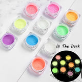 1 Box Neon Phosphor Powder Nail Glitter. 10 luminous glow in the dark colors