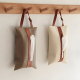 Leather Pu Tissue Bag With Strap For Easy Access In Your Car.