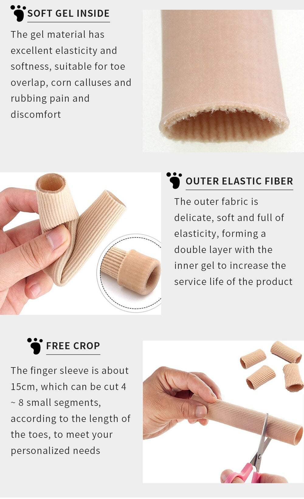 Fabric Tube Toe Separator For Foot Care and Medication Applicators.