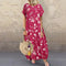 Women's ZANZEA Summer Bohemian Long, Short Sleeve Floral Print Sundress.