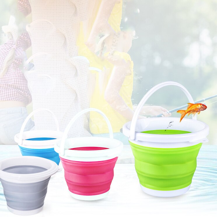 10L/5L/3L Collapsible silicone washing bucket with lid.