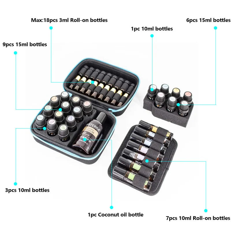 Multi-functional 5ML 10ML Or 15ML Essential Oil Storage Case Holding 19 Bottles