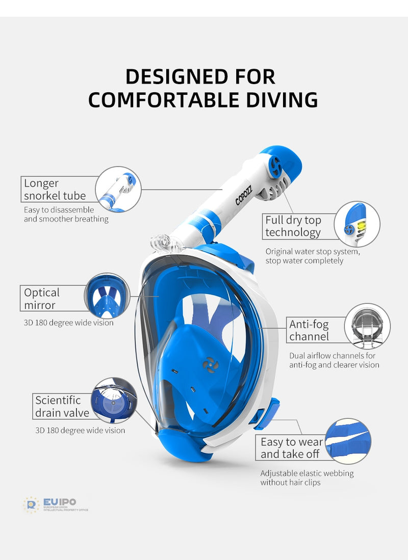 Full Face Scuba Diving Mask for adult/youth,  Anti Fog Goggles with Camera Mount.