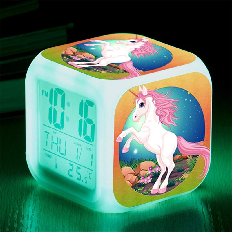 LED digital unicorn alarm clock and light.