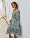 Elegant Ladies Long Sleeve Flower patterned Dress.