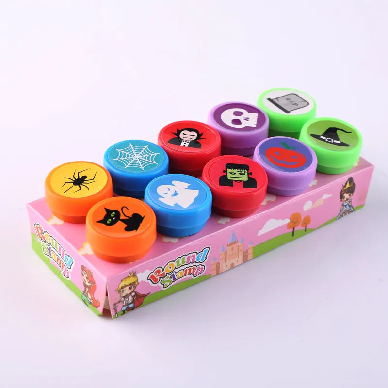 Children's 10pcs Assorted Self-ink Stamps For Scrapbooking Or Crafts.