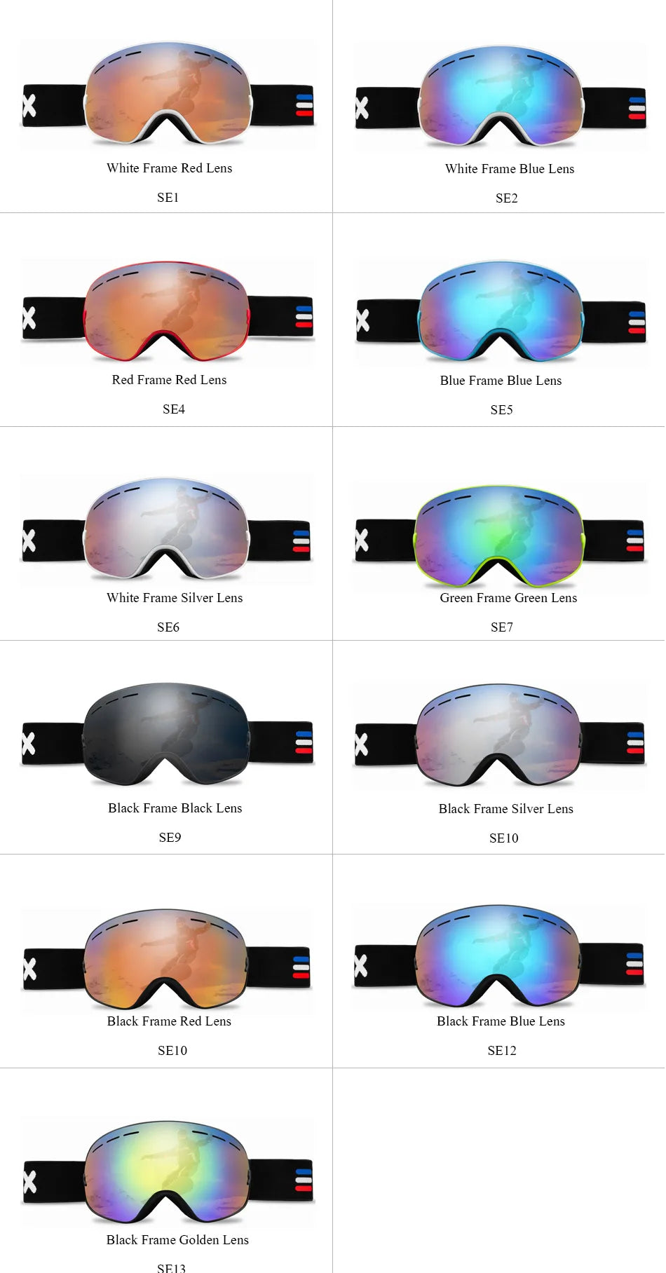 ELAX  Double Layers, Anti-Fog Ski Goggles For Snowboard And Skiing