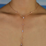 Ladies Enamel Rose Lariat Necklace