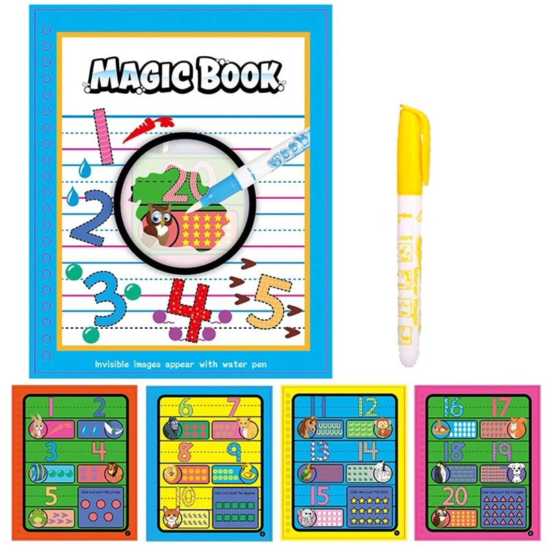 Doodle Magic water coloring cartoon book and pen.