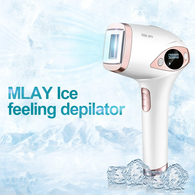 Laser hair removal with ice cooling handset.