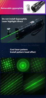 High Power Green laser pointer.  Laser Pen 532nm 500 to 10000 meters.  Range 009