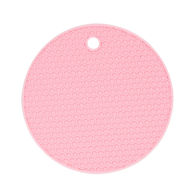 Multifunctional Round Heat Resistant Silicone Mat.  Can be used for Cup Coasters, Non-slip Pot Holder, Or Table Placemat.