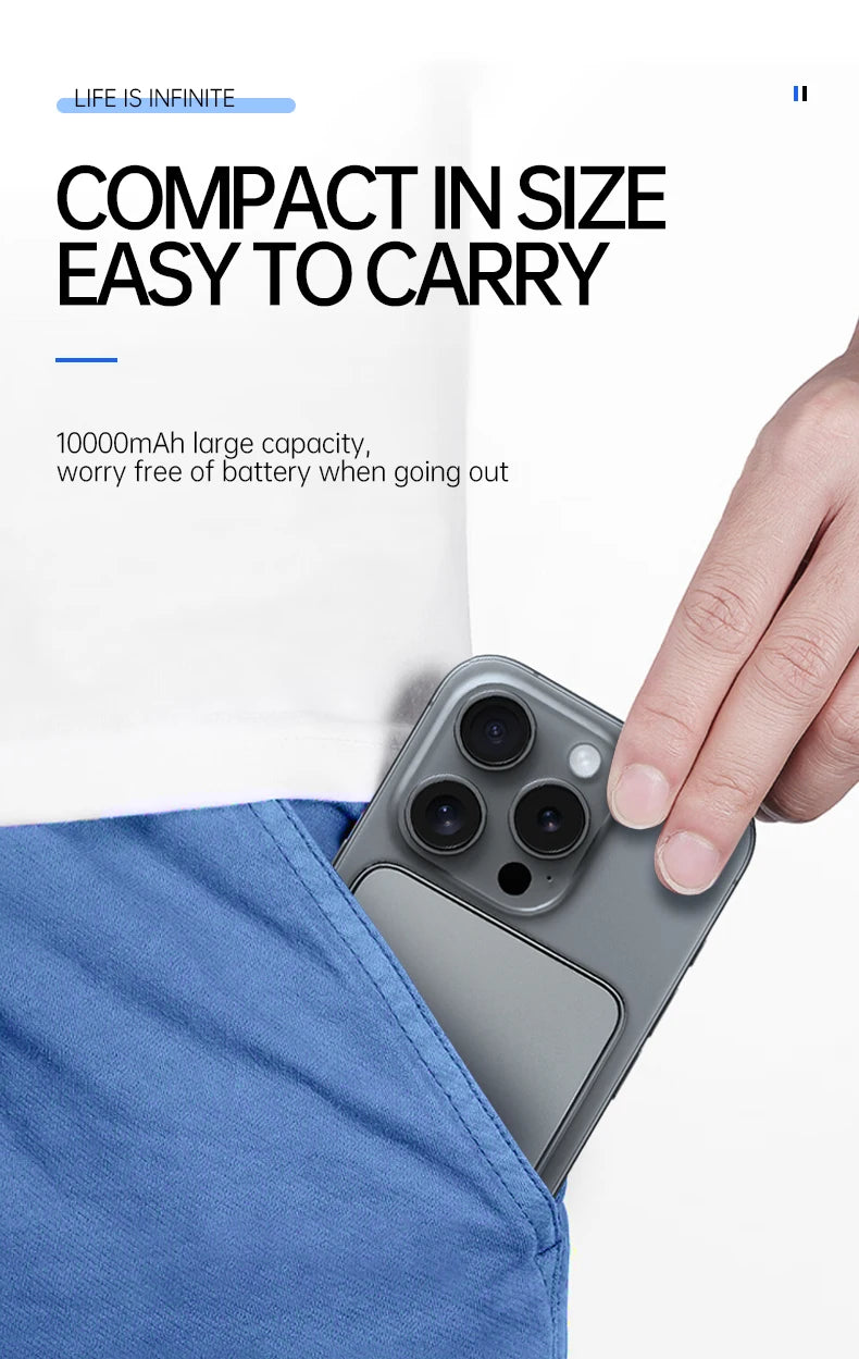 Ultra Thin Fast Charging LED Display Power Magnetic Bank For iPhone Samsung Phone Airpods