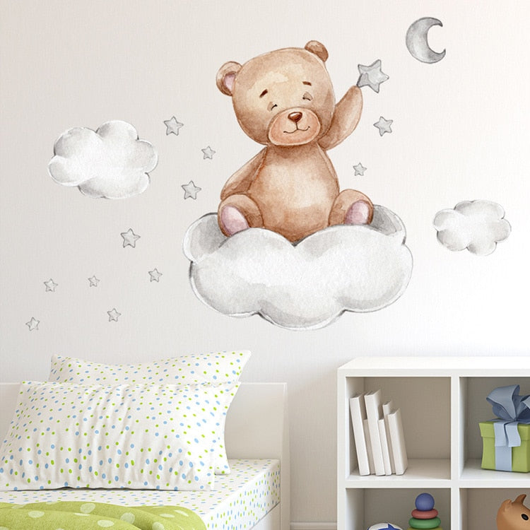 Wall Stickers For Your Nursery Of Bears, Clouds, Stars and Moon.