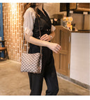 Plaid Mahjong Leather Shoulder Bag With Crossbody Sling Chain Strap.