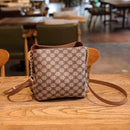 Plaid Mahjong Leather Shoulder Bag With Crossbody Sling Chain Strap.