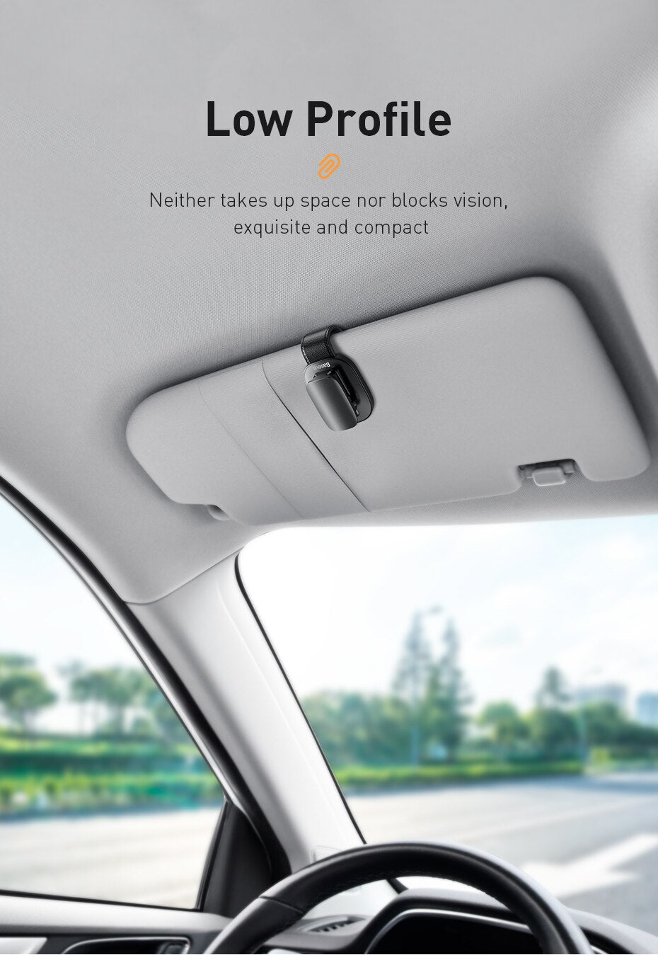Sun visor clip to hold your sun glasses or eyewear.