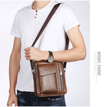 WEIXIER Men's Crossbody Multi-function Leather Bag.