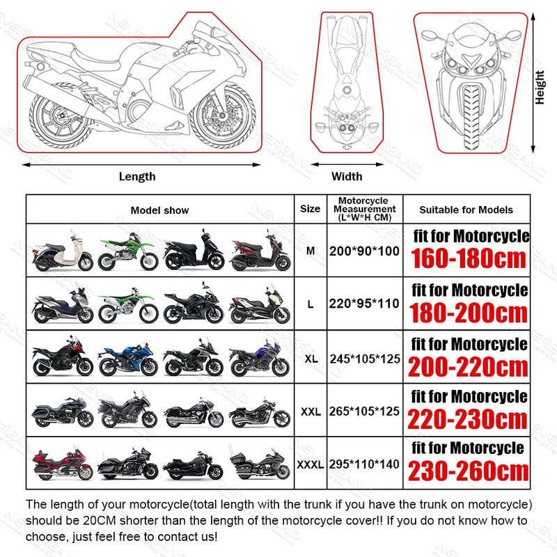 Waterproof/UV Protector Motorcycle Covers. Indoor OR Outdoor M L XL XXL XXXL D25