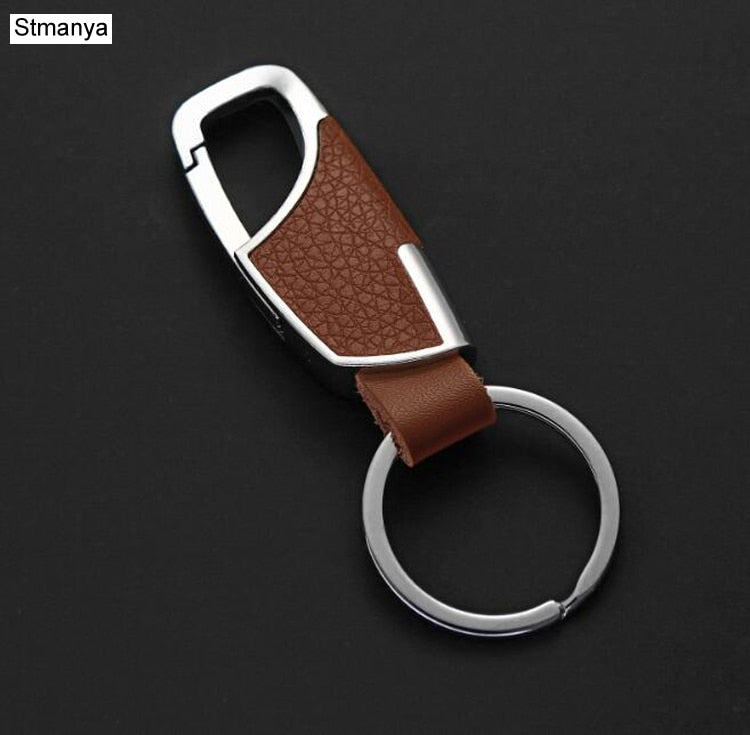 Leather key Chain for Men/Women. Metal clip to hang from a belt loop.