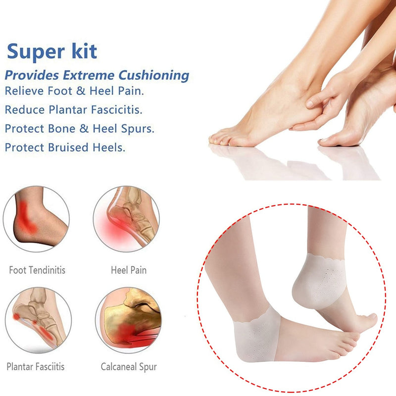 BYEPAIN Silicone Moisturizing Gel Heel Socks.  Helps Relieve Pain OR Cracked Heels.