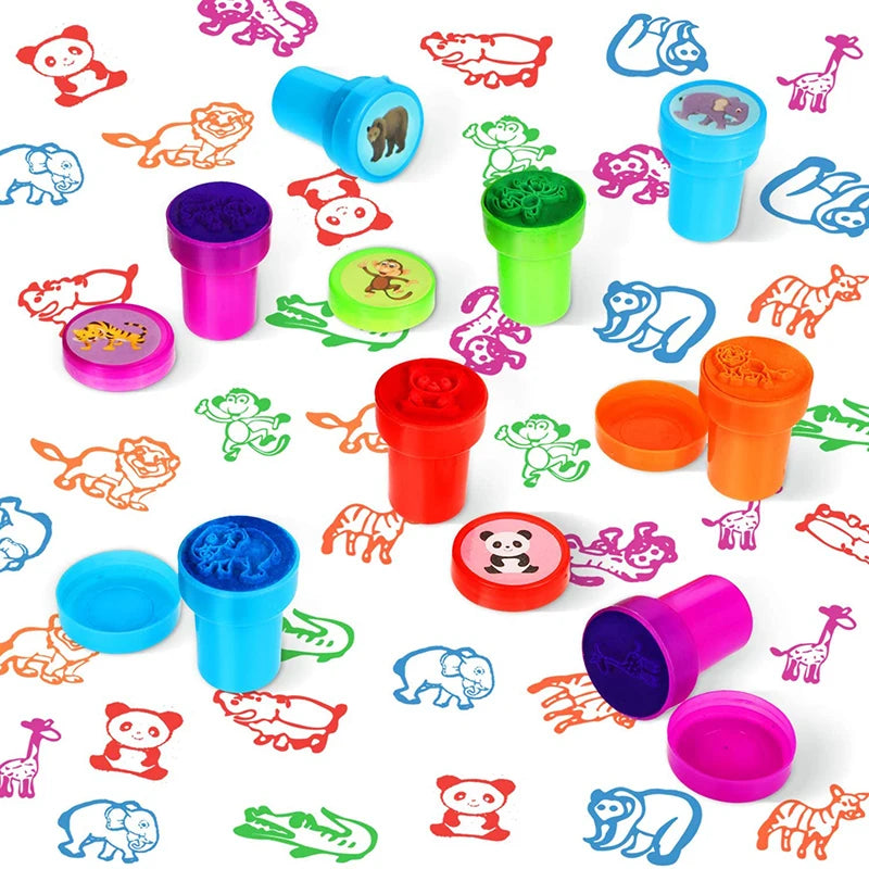 Children's 10pcs Assorted Self-ink Stamps For Scrapbooking Or Crafts.