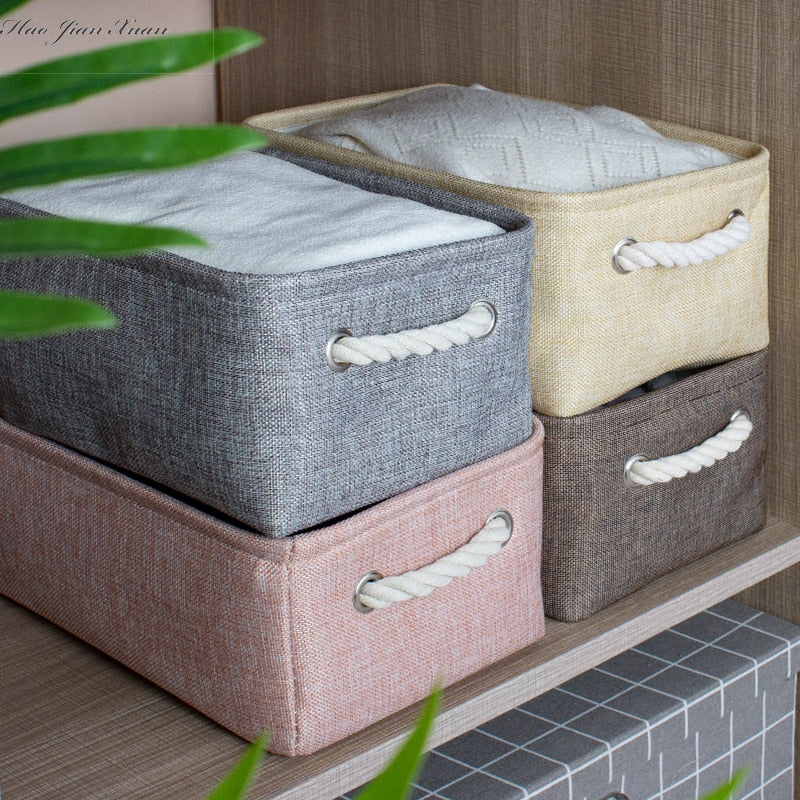 Cotton Linen Folding Storage Baskets.  Great For Organizing Kids Toys Or Laundry.