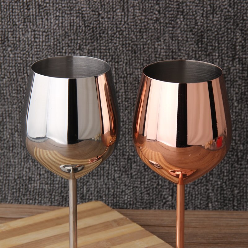 2Pcs Wine Glasses Stainless Steel 18/8 Metal Wineglass Bar Wine Glass Champagne Cocktail Drinking Cup Charms Party Supplies