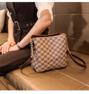 Plaid Mahjong Leather Shoulder Bag With Crossbody Sling Chain Strap.