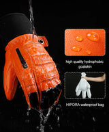 KUTOOK Men's Goatskin Leather Waterproof Thermal Gloves