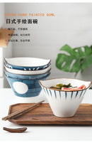 Ceramic Hand painted Japanese Style Noodle Bowl.