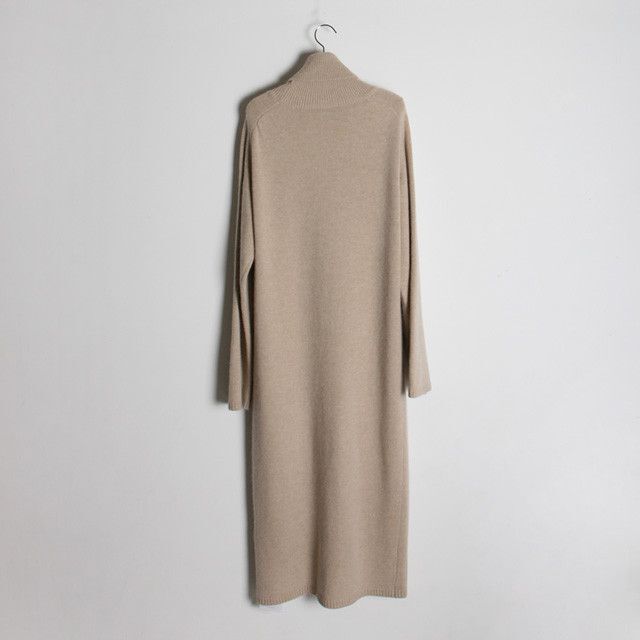 Women Designer Long Sleeve, Turtleneck/Split Loose Knitted Maxi Dress Sweater.