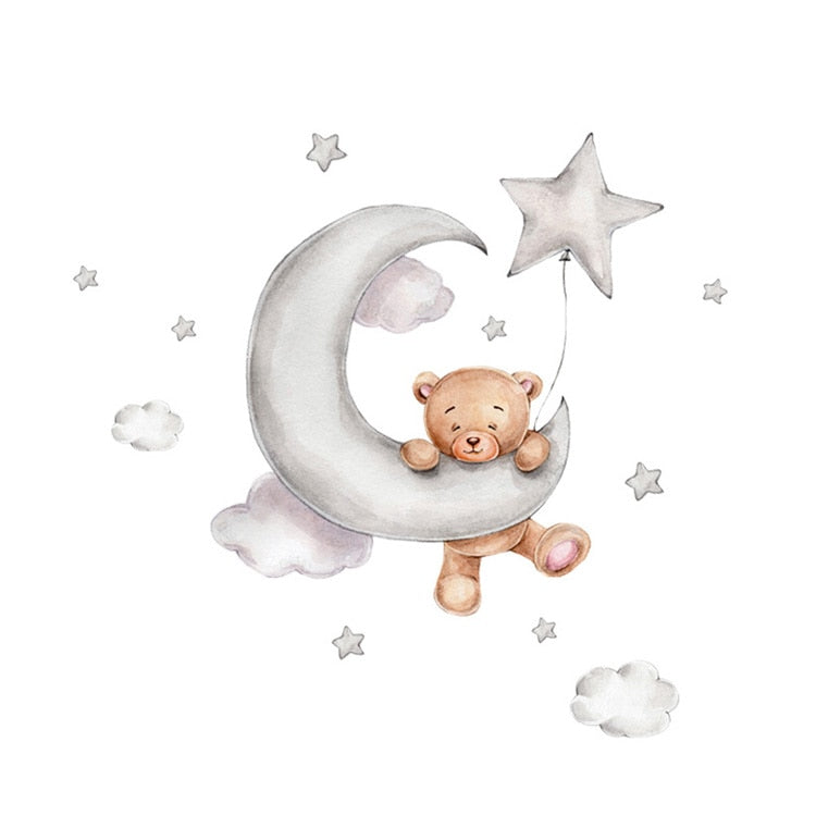 Wall Stickers For Your Nursery Of Bears, Clouds, Stars and Moon.