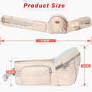 Infant hip rest and waist belt with plenty of storage.