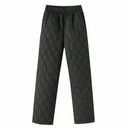 Warm Elastic Waist Cotton Quilted Pants.