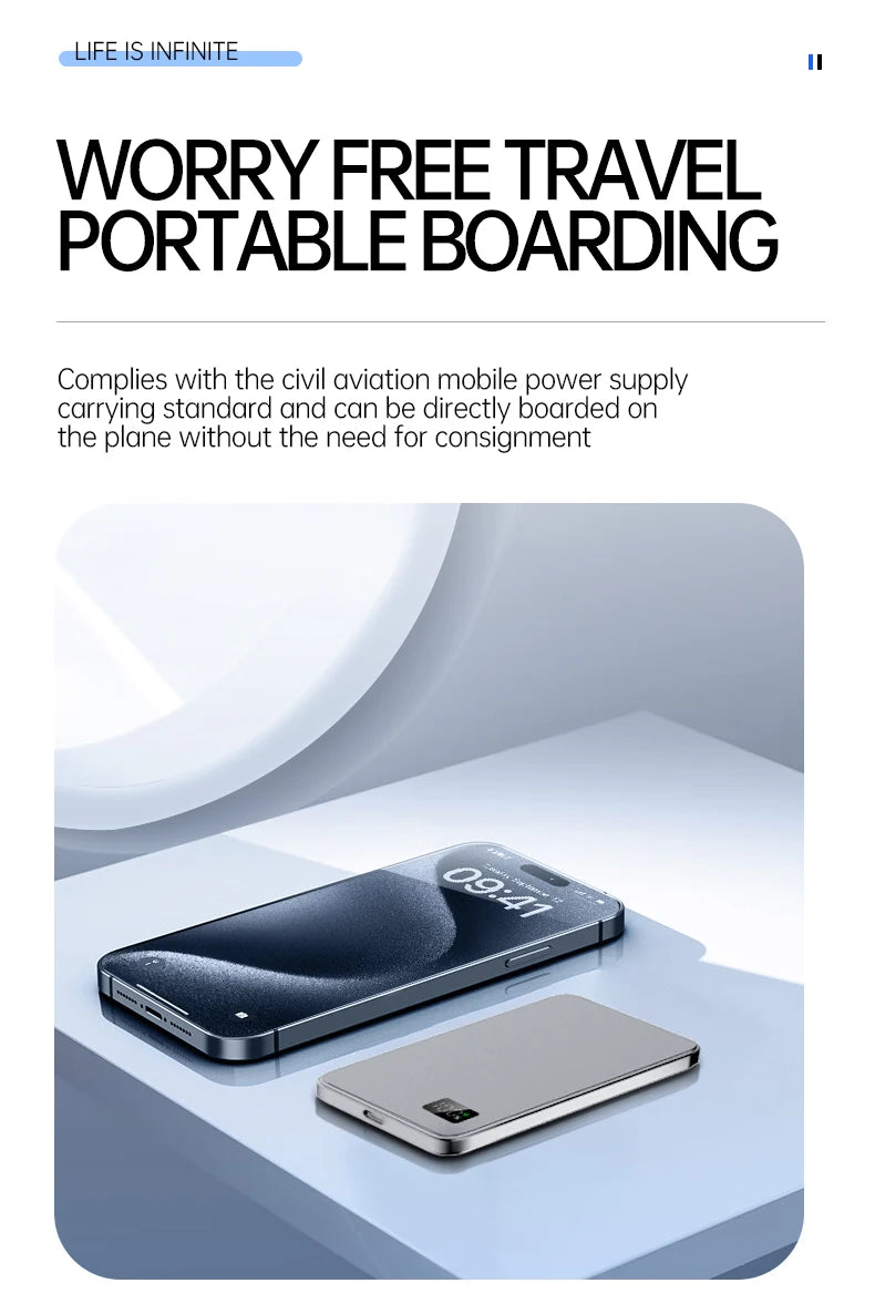 Ultra Thin Fast Charging LED Display Power Magnetic Bank For iPhone Samsung Phone Airpods