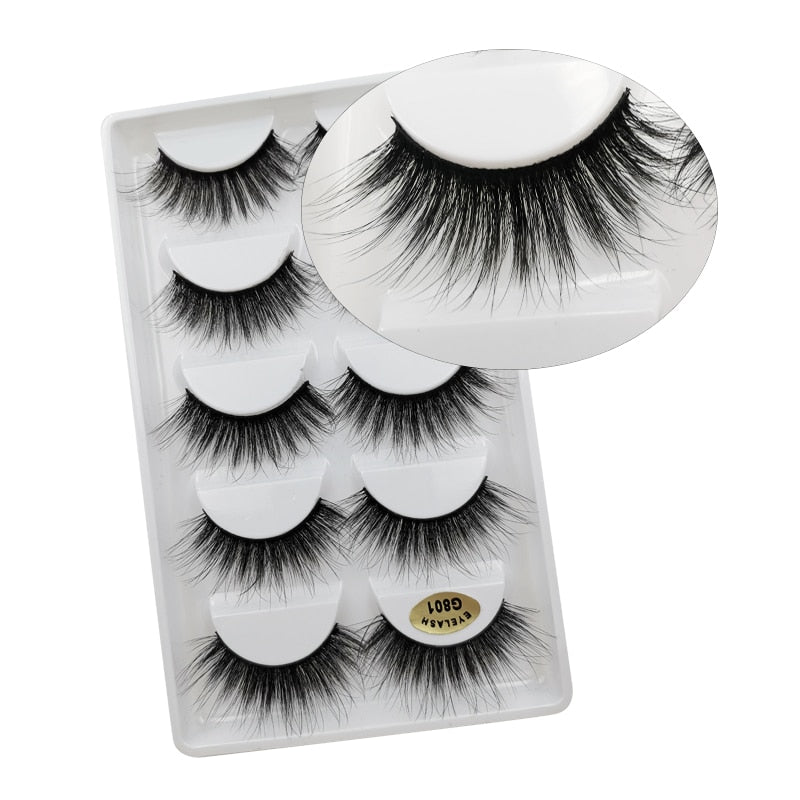 5 Pairs Multipack 3D Mink False Eyelashes.