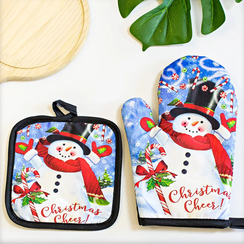 2pc/set Christmas Insulated Oven Mitts