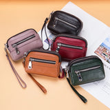 Women's Genuine Leather  Double Zipper Purse