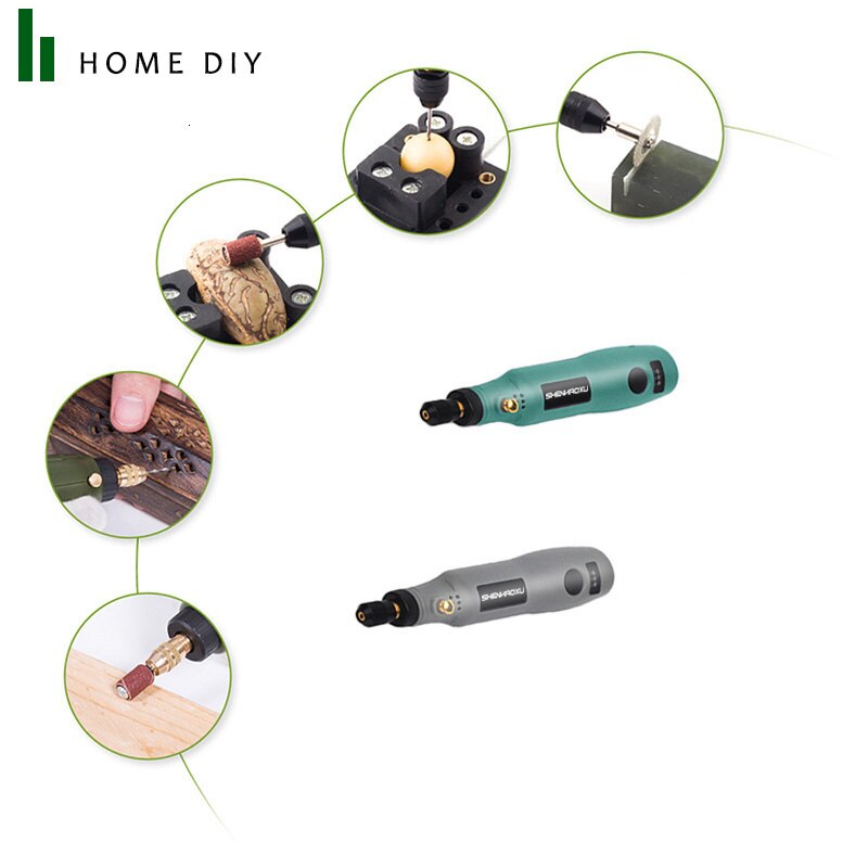 Mini dremel with accessories.  Cordless, USB charger,  3 speed grinder, polishing tool and  engraving pen.