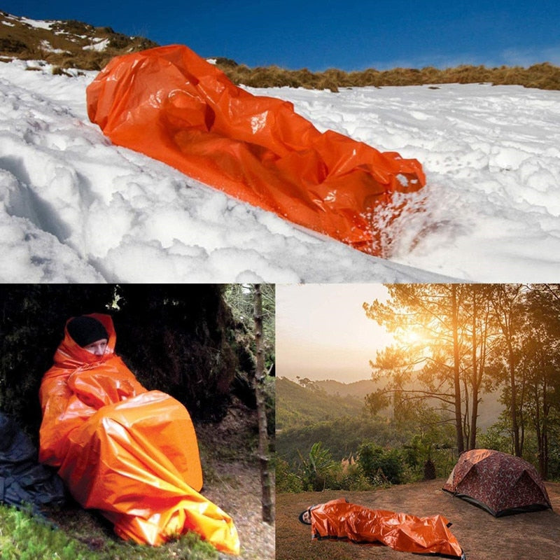 Waterproof Lightweight Thermal Emergency Sleeping Bag. Great for camping and light for hiking.