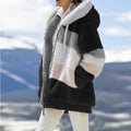 Warm Plush Faux Fur/Zipper Casual Loose Hooded Coat.