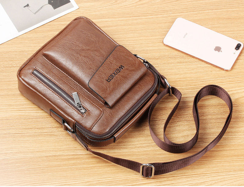 WEIXIER Men's Crossbody Multi-function Leather Bag.